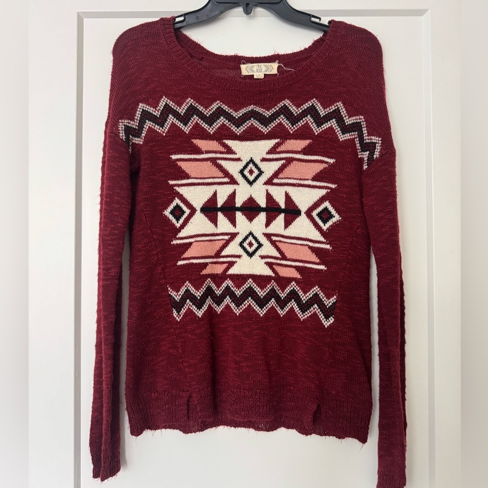 Pink Rose Burgundy Sweater Size Medium